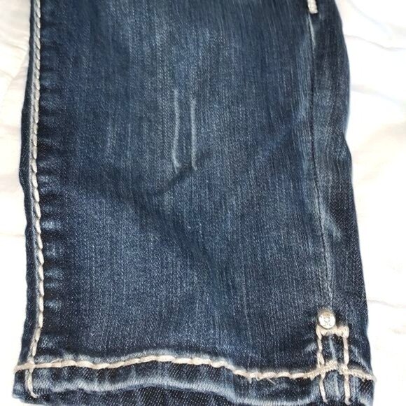 Aidal USA Womens Denim Capri Jeans W27 L12 Size 1 Dark Wash Studded Rolled Hem - Picture 5 of 9